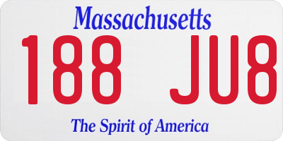 MA license plate 188JU8