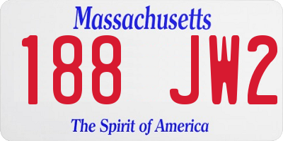 MA license plate 188JW2