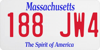 MA license plate 188JW4