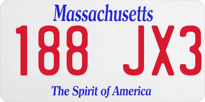 MA license plate 188JX3