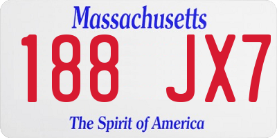 MA license plate 188JX7