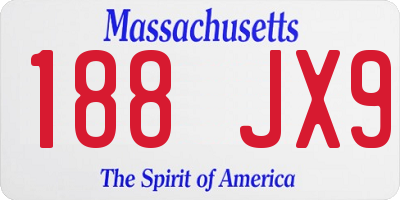 MA license plate 188JX9