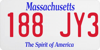 MA license plate 188JY3
