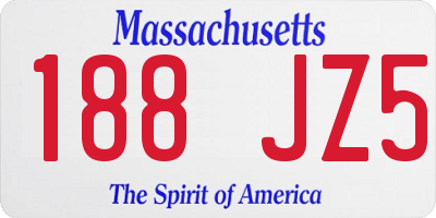 MA license plate 188JZ5