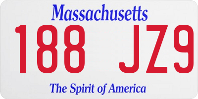 MA license plate 188JZ9