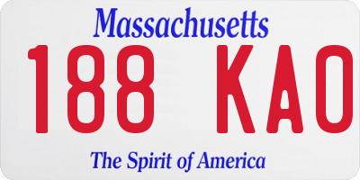 MA license plate 188KA0