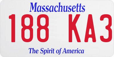 MA license plate 188KA3