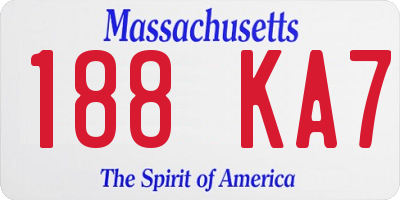 MA license plate 188KA7