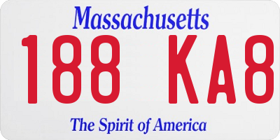 MA license plate 188KA8