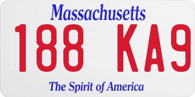 MA license plate 188KA9