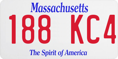 MA license plate 188KC4