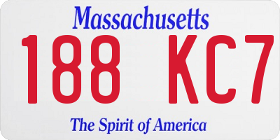 MA license plate 188KC7
