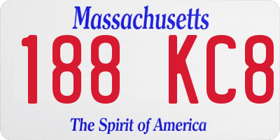 MA license plate 188KC8