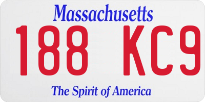 MA license plate 188KC9