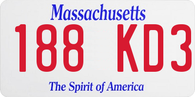 MA license plate 188KD3