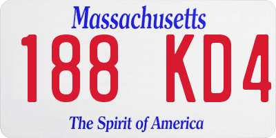 MA license plate 188KD4