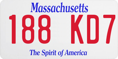 MA license plate 188KD7