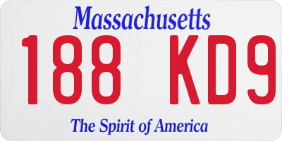 MA license plate 188KD9