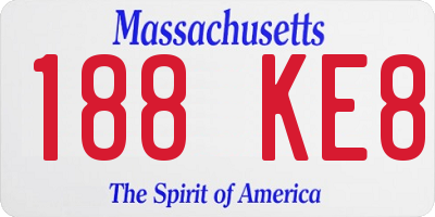 MA license plate 188KE8