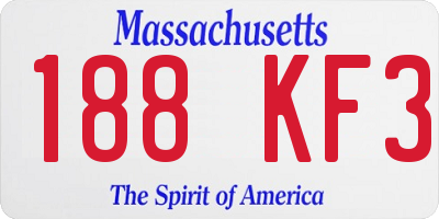 MA license plate 188KF3
