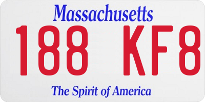MA license plate 188KF8