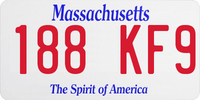 MA license plate 188KF9
