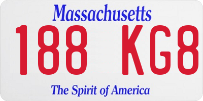 MA license plate 188KG8