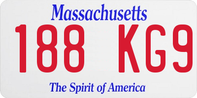 MA license plate 188KG9