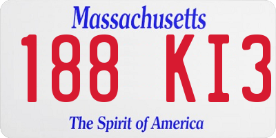 MA license plate 188KI3