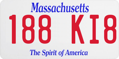 MA license plate 188KI8