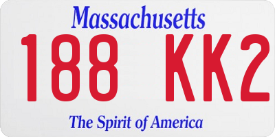 MA license plate 188KK2