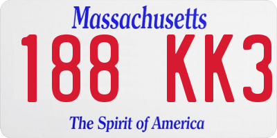 MA license plate 188KK3
