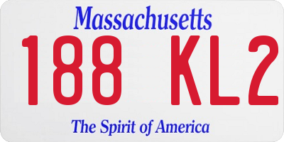 MA license plate 188KL2