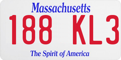 MA license plate 188KL3