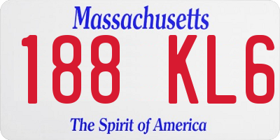 MA license plate 188KL6
