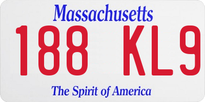 MA license plate 188KL9