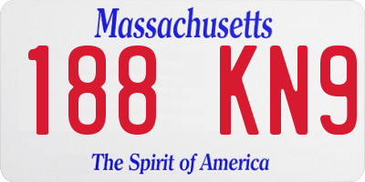 MA license plate 188KN9