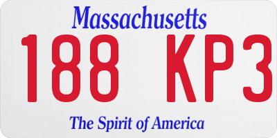 MA license plate 188KP3