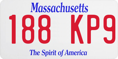 MA license plate 188KP9