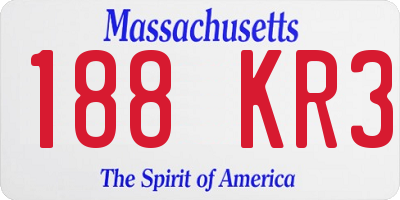 MA license plate 188KR3