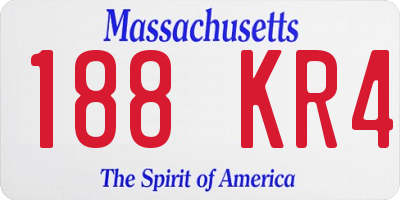 MA license plate 188KR4