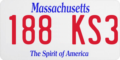 MA license plate 188KS3