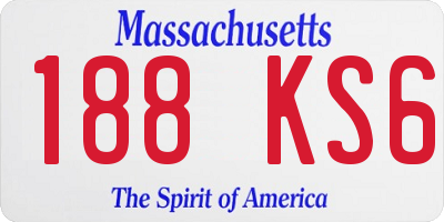 MA license plate 188KS6