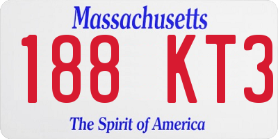 MA license plate 188KT3
