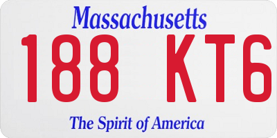 MA license plate 188KT6