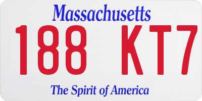 MA license plate 188KT7
