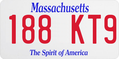 MA license plate 188KT9