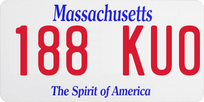 MA license plate 188KU0