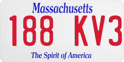 MA license plate 188KV3