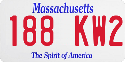 MA license plate 188KW2